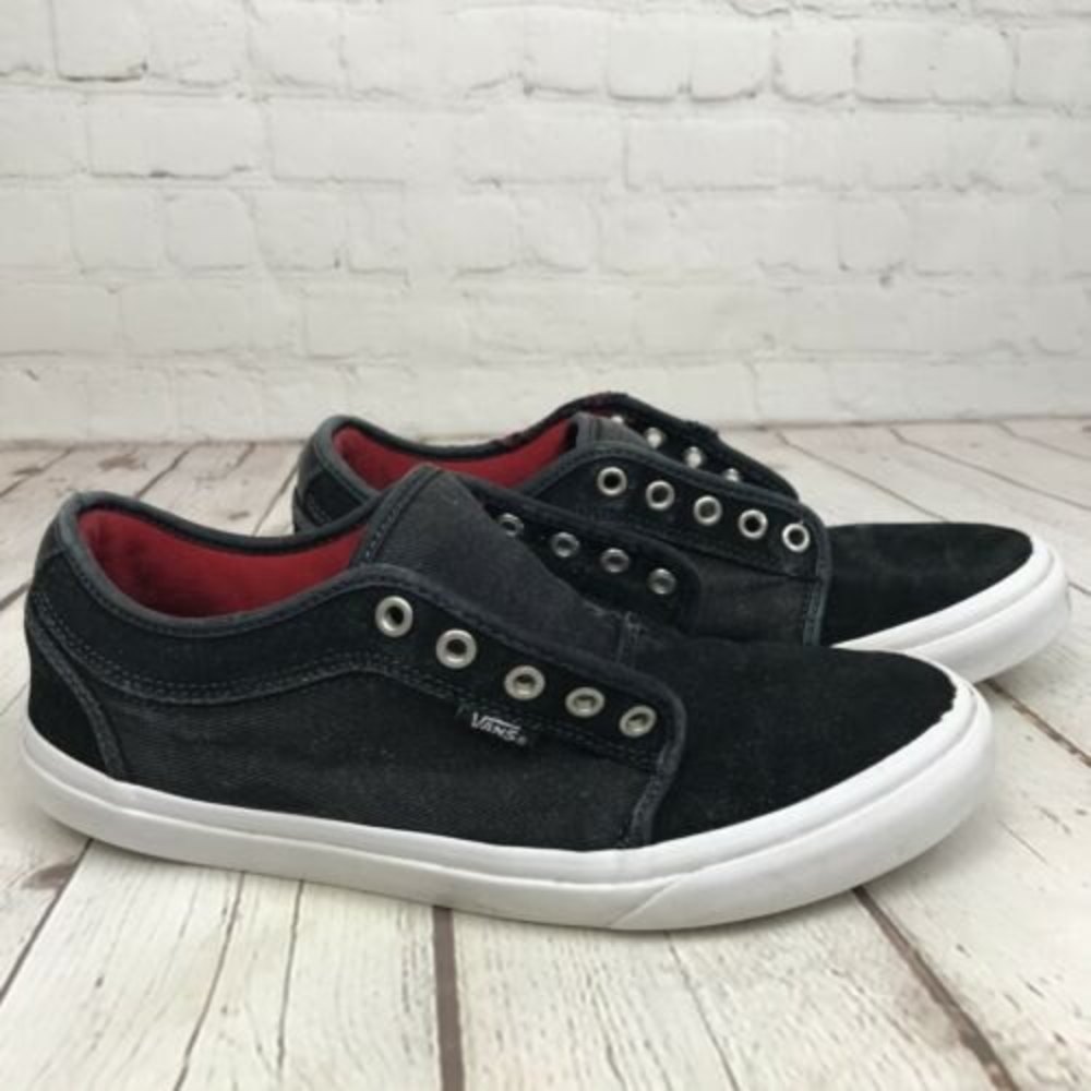 Vans Pro Black Canvas Suede Low Top Lace Sneaker Mens size 9 RARE